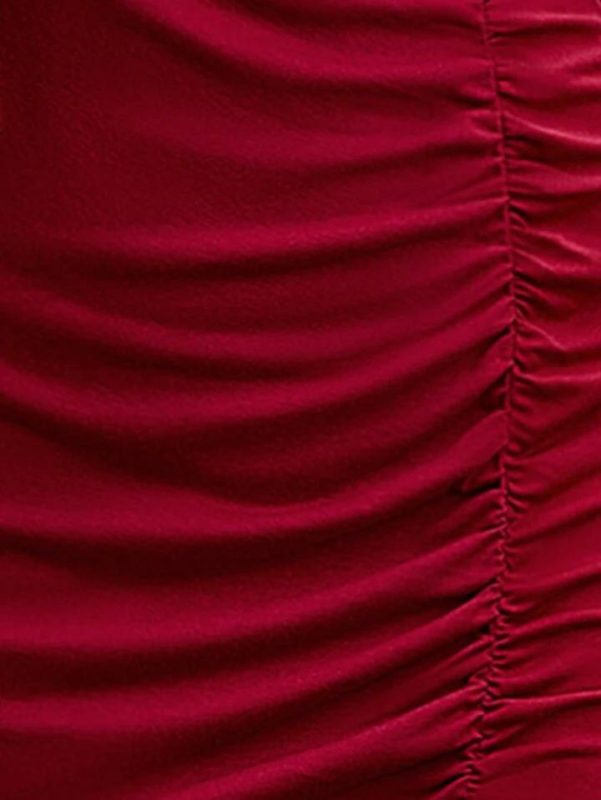 plunging neck tie front ruched split thigh dress