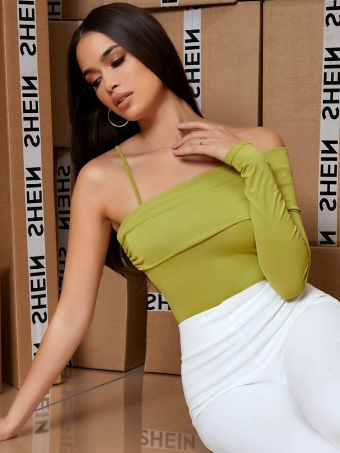 SHEIN BAE Asymmetrical Neck Solid Top - Image 3