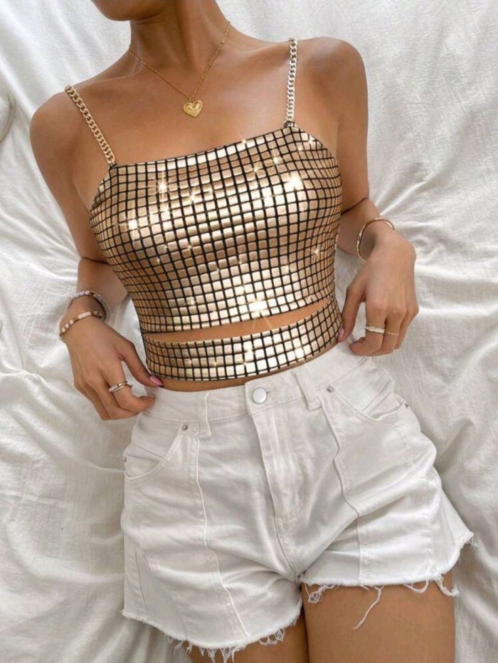 SHEIN BAE Metallic Crop Cami Top - Image 5