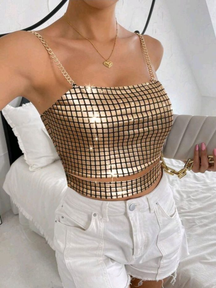 SHEIN BAE Metallic Crop Cami Top - Image 3