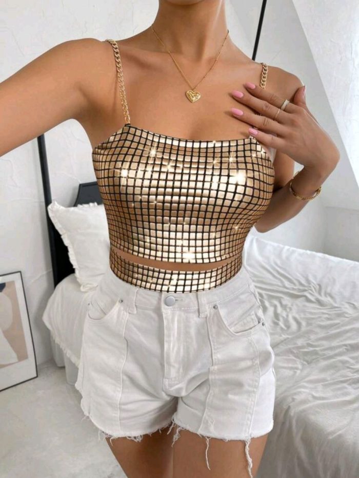 SHEIN BAE Metallic Crop Cami Top - Image 6