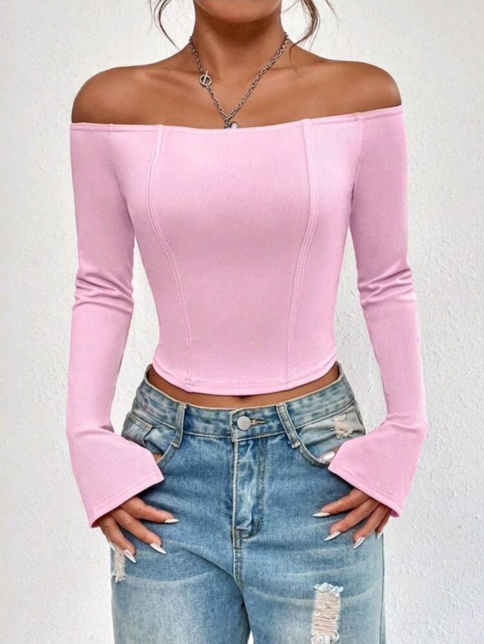 SHEIN Qutie Off Shoulder Crop Tee
