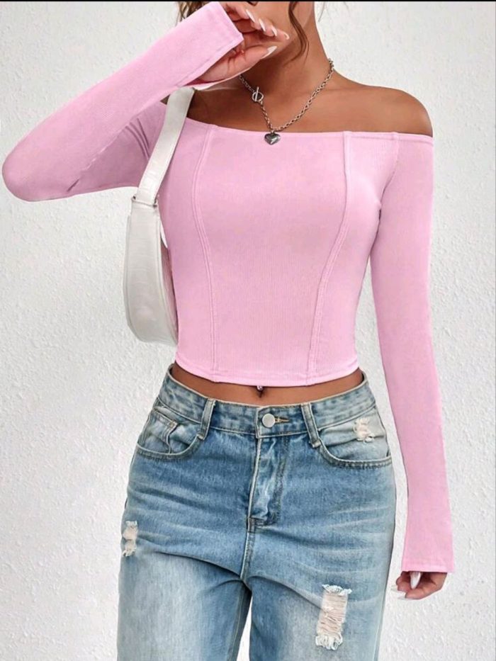 SHEIN Qutie Off Shoulder Crop Tee - Image 5