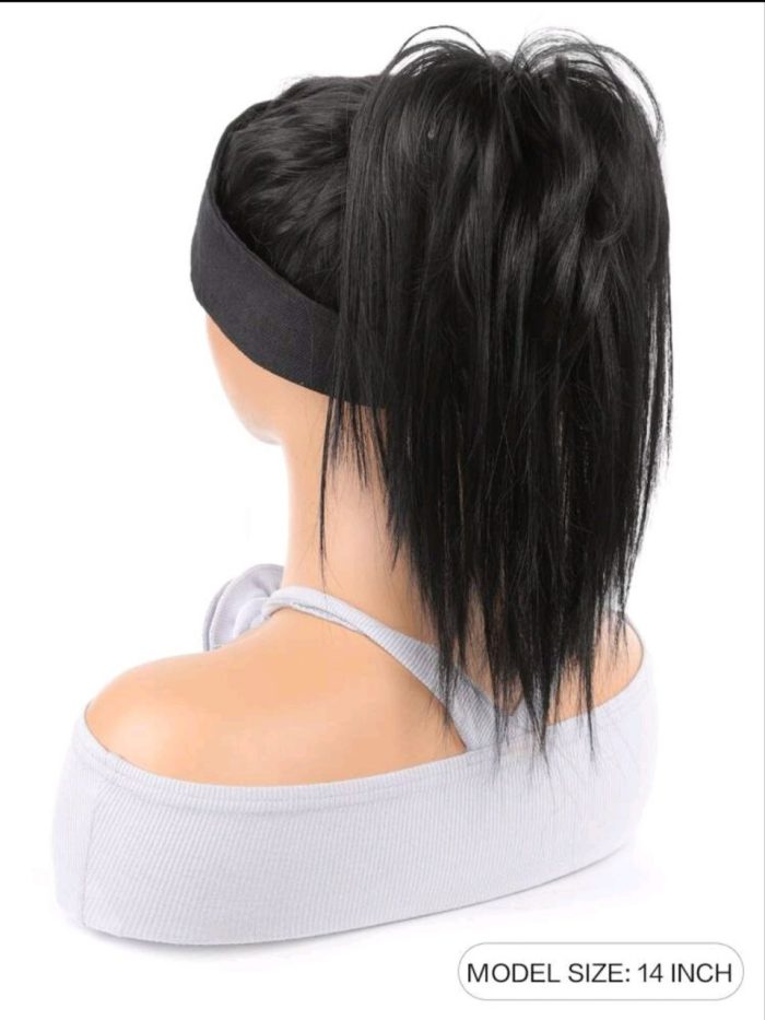 Synthetic Waterfall Long Straight Hair Claw Clip Ponytail Extension Black - Image 5