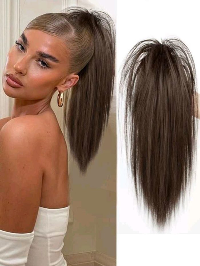 Women's Party Synthetic Long Straight Hair Claw Clip Ponytail Extension Hairpiece Light Brown