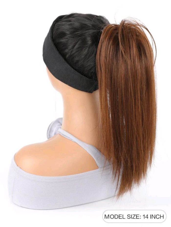 Women's Party Synthetic Long Straight Hair Claw Clip Ponytail Extension Hairpiece Light Brown - Image 4