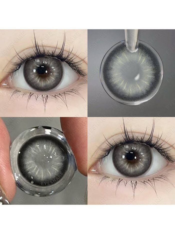 1 Pair Grey Color Contact Lens Eye Makeup Yearly Use 14mm