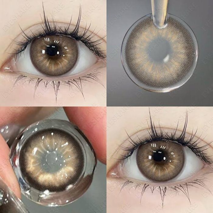 1 Pair Coffee Brown Color Contact Lens Eye Makeup Yearly Use 14mm Brown