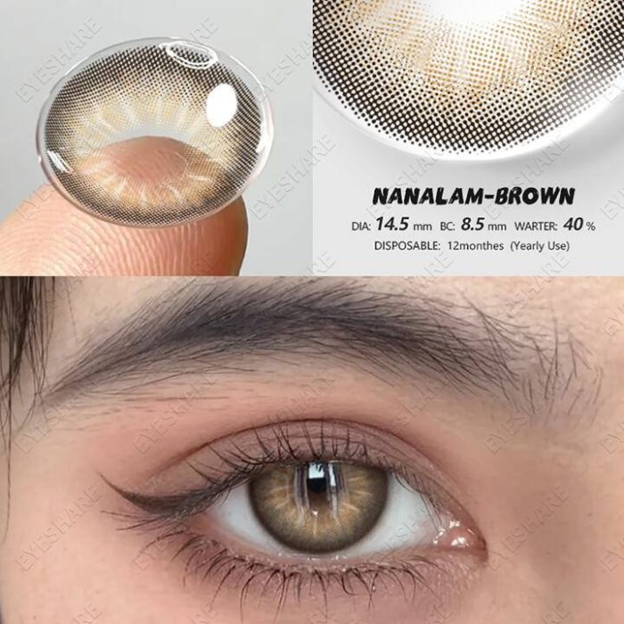 1 Pair Coffee Brown Color Contact Lens Eye Makeup Yearly Use 14mm Brown - Image 7