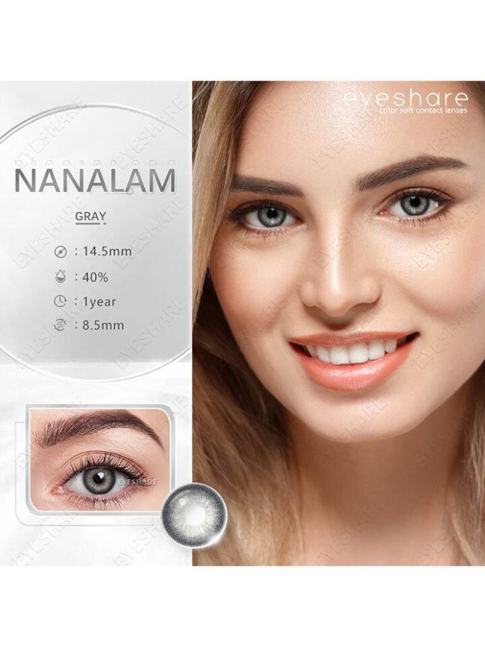 1 Pair Grey Color Contact Lens Eye Makeup Yearly Use 14mm - Image 8