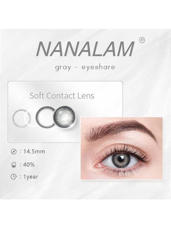 1 Pair Grey Color Contact Lens Eye Makeup Yearly Use 14mm - Image 4