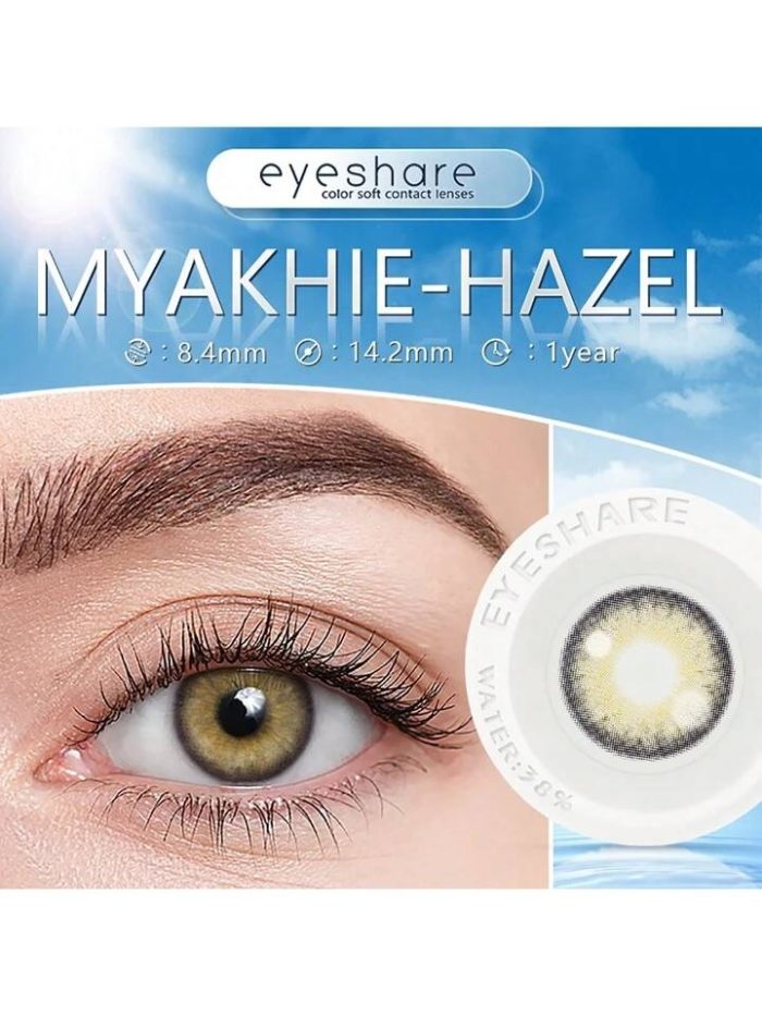 1 Pair Natural Color Soft Contact Lens for Eyes Myakhie Beauty Makeup Cosmetic Lenses Yearly Use 14.2mm Hazel - Image 3
