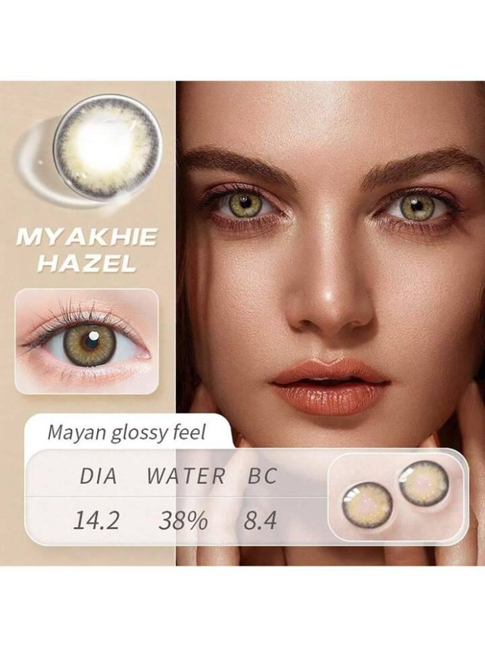 1 Pair Natural Color Soft Contact Lens for Eyes Myakhie Beauty Makeup Cosmetic Lenses Yearly Use 14.2mm Hazel - Image 2