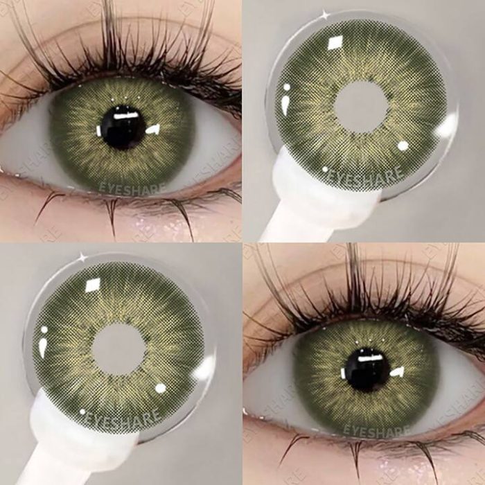 1 Pair Green Colored Contact Lenses Eye Makeup 14.2mm Yearly Use