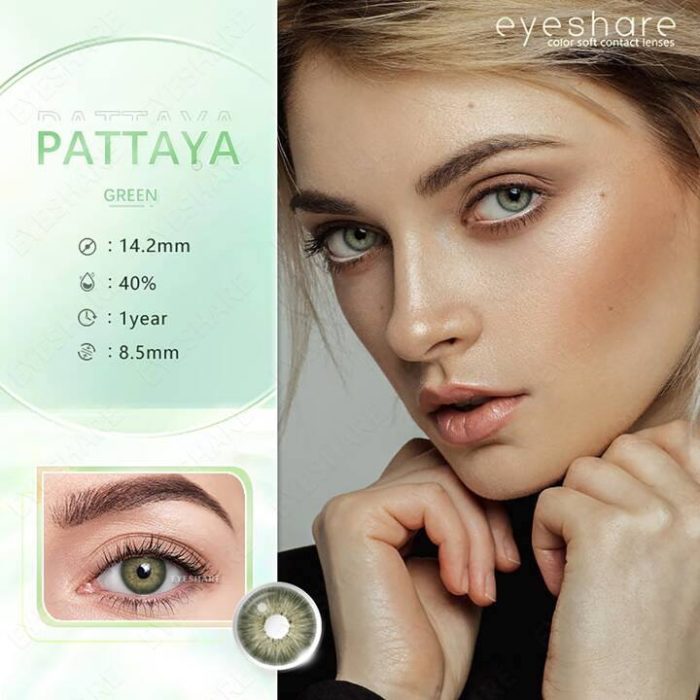 1 Pair Green Colored Contact Lenses Eye Makeup 14.2mm Yearly Use - Image 3