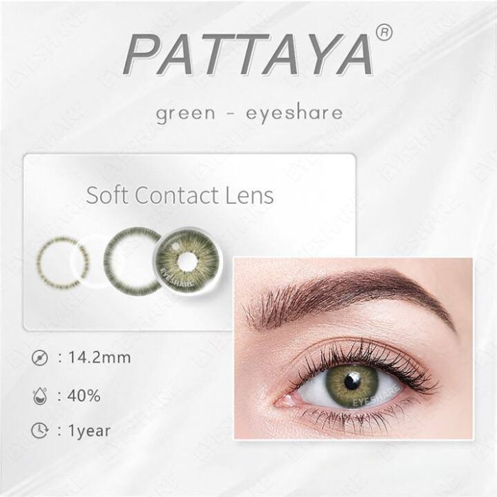 1 Pair Green Colored Contact Lenses Eye Makeup 14.2mm Yearly Use - Image 5