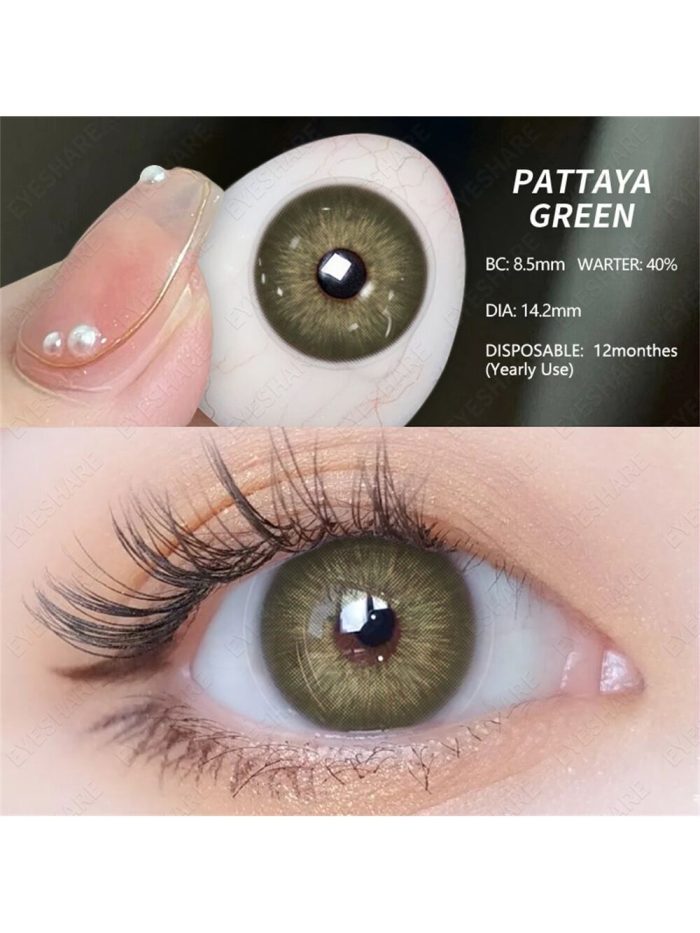 1 Pair Soft Colored Contact Lenses Natural And Comfortable Wearing On Daily Green - Image 3
