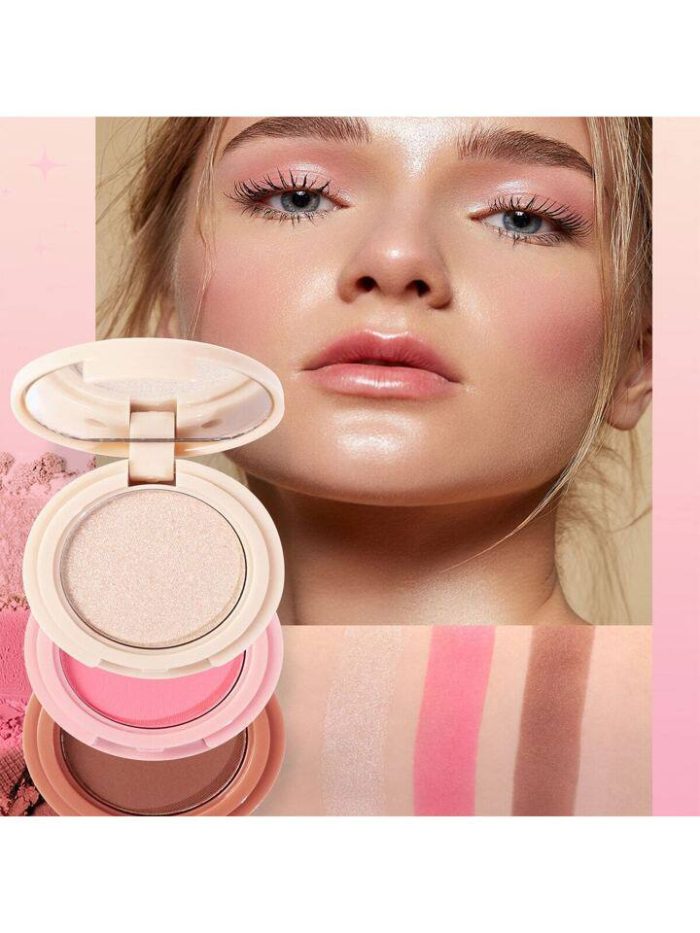 1pc Highlighter, Blush, Contour 3in1 Cosmetic Palette - Image 2