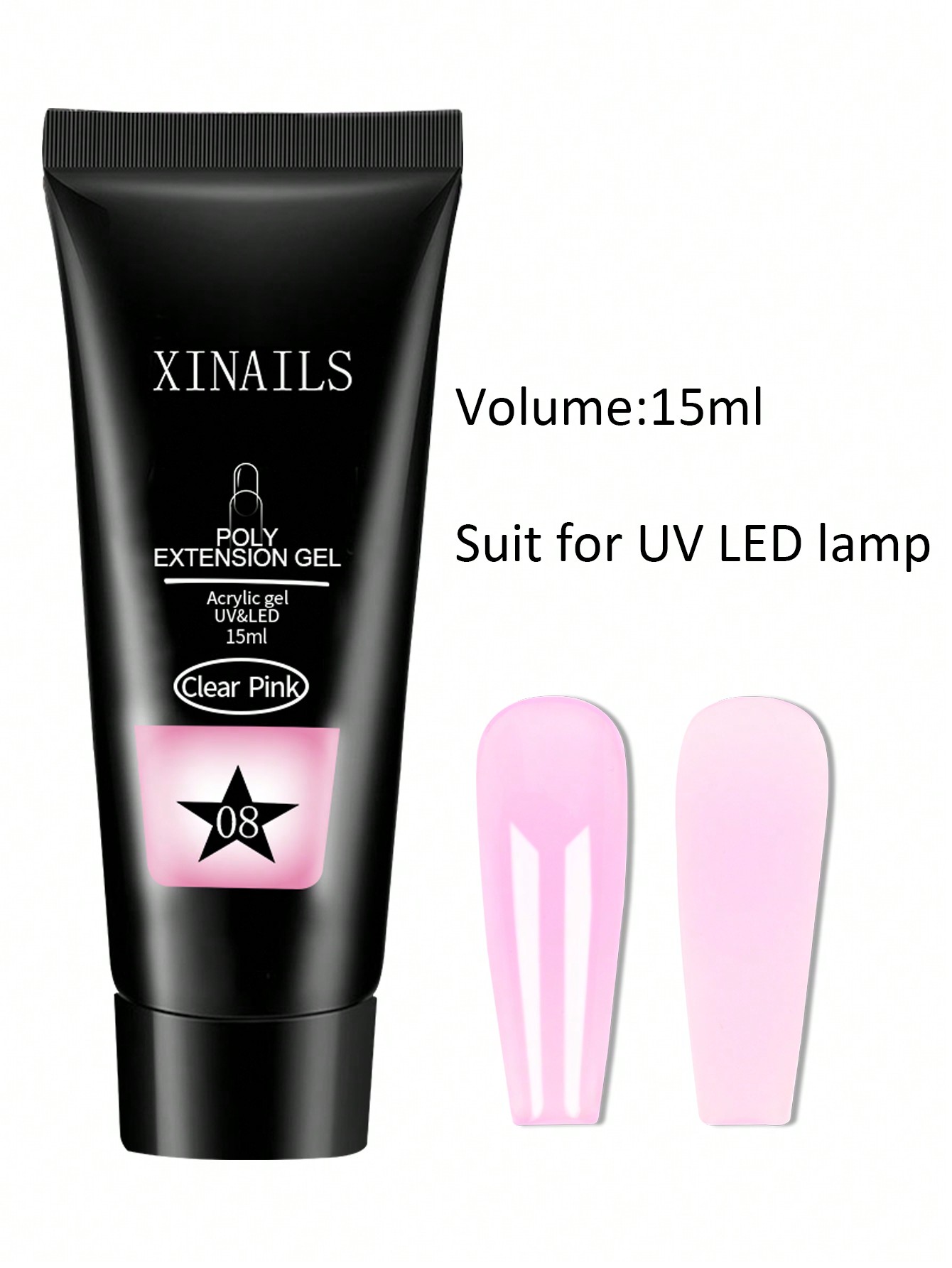 25pcs Extension Poly Nail Gel Kit 15ml Clear Pink Prolong Acrylic Nail Gel With Nail File Cleanser Extension Mold Clip Brush Manicure Tools Kit - Image 4