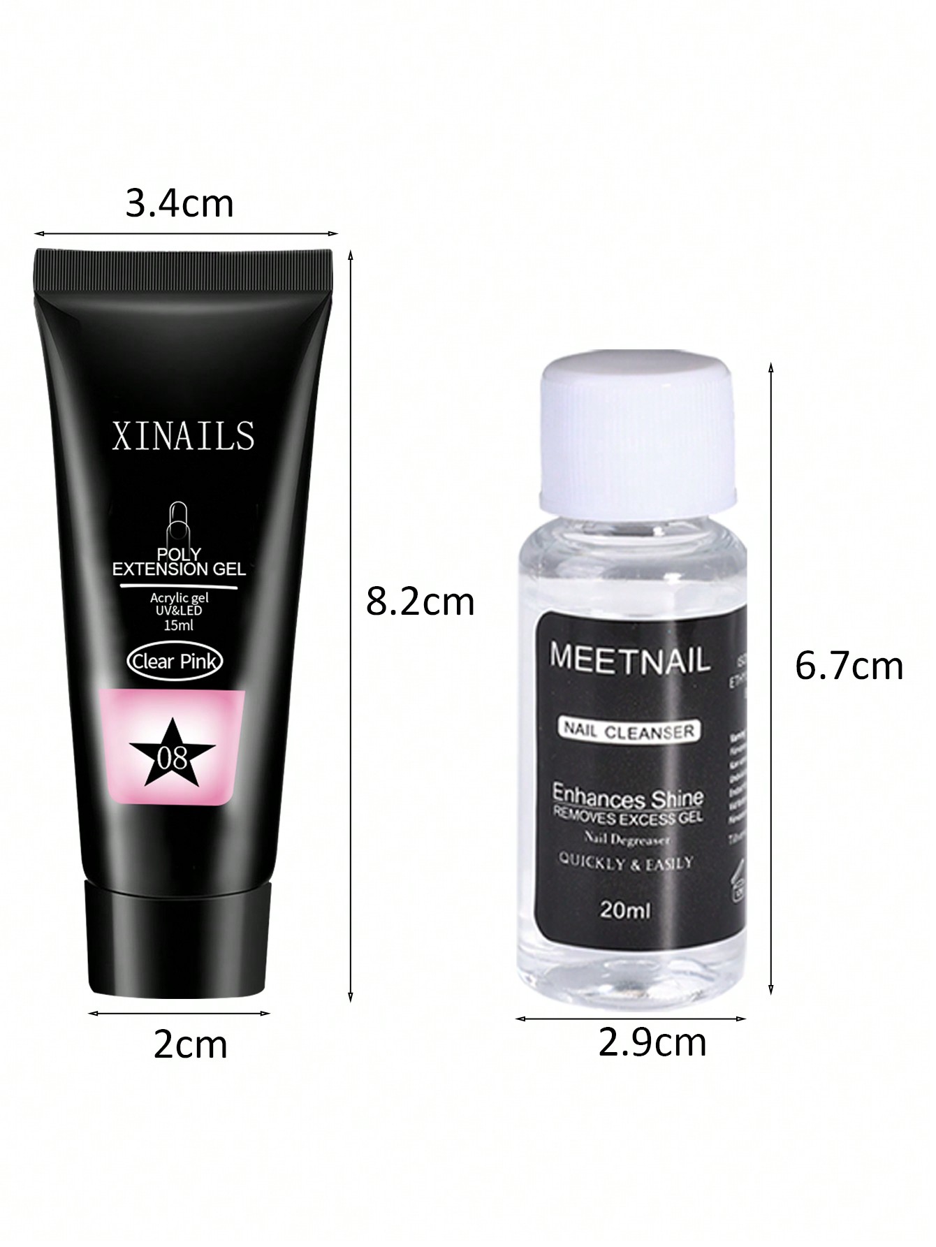 25pcs Extension Poly Nail Gel Kit 15ml Clear Pink Prolong Acrylic Nail Gel With Nail File Cleanser Extension Mold Clip Brush Manicure Tools Kit - Image 3