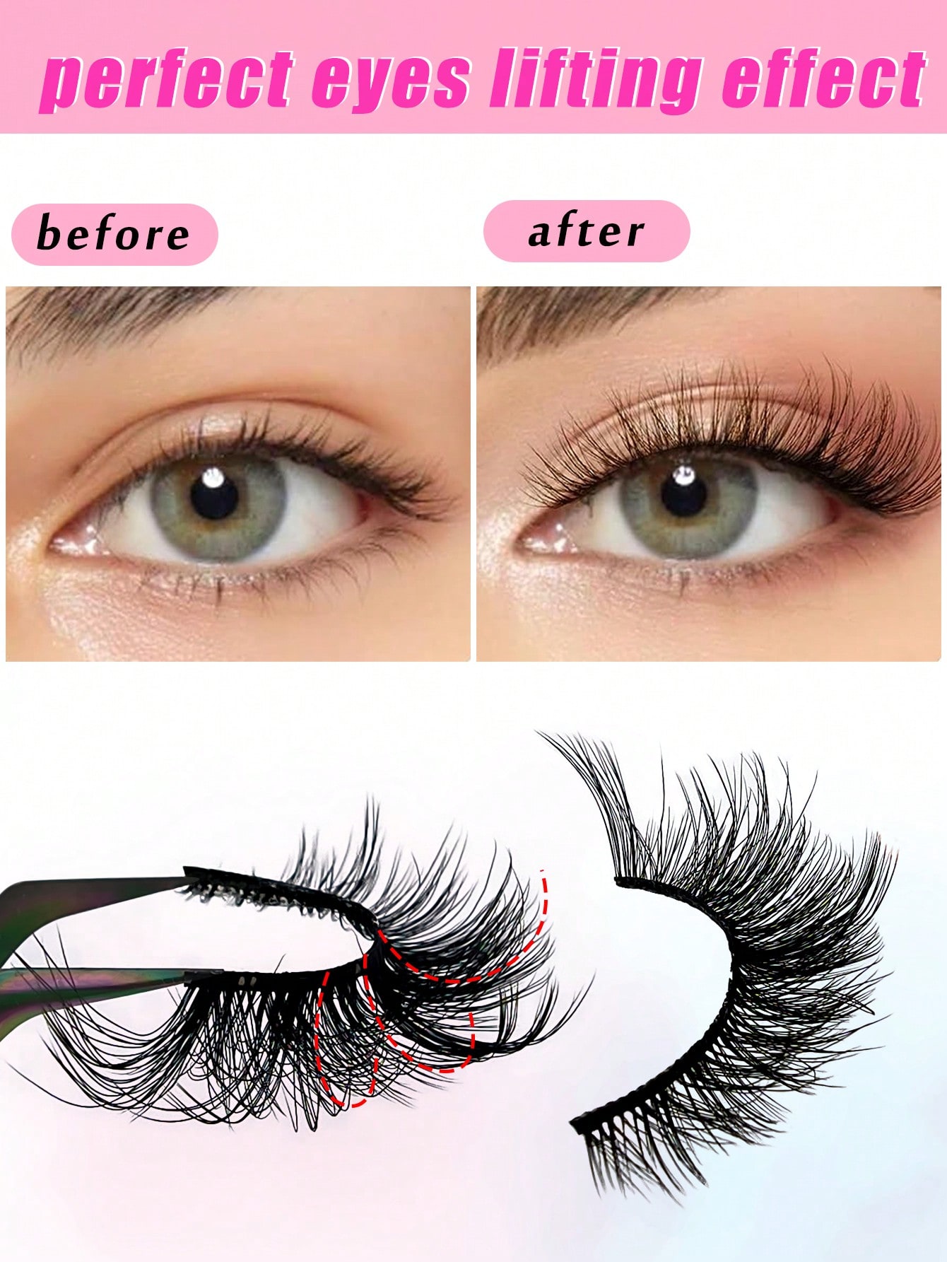 5 Pairs Full False Lashes 20mm Fox Eye Faux Mink Cat Eye Look Angle Wing Tail Elongated Strip Lashes - Image 3