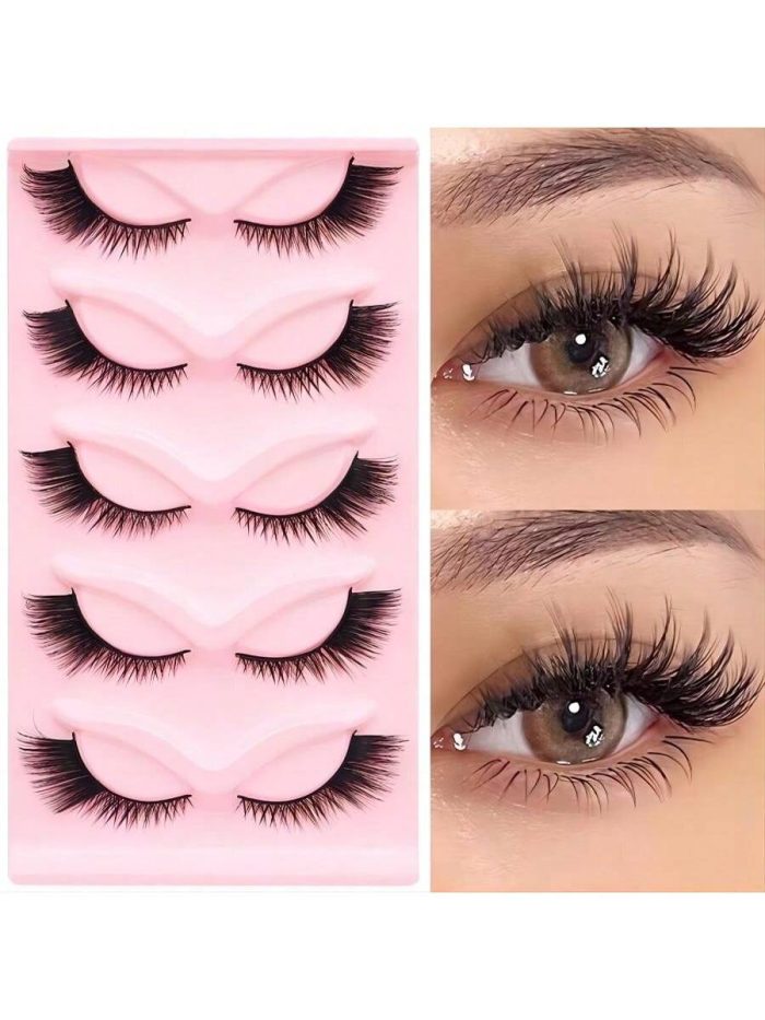 5 pairs, grafting false eyelashes, thick cat eye oblique flying eyelashes, makeup necessary portable grafting false eyelashes, natural ultra-fine dry section grafting eyelashes beginners