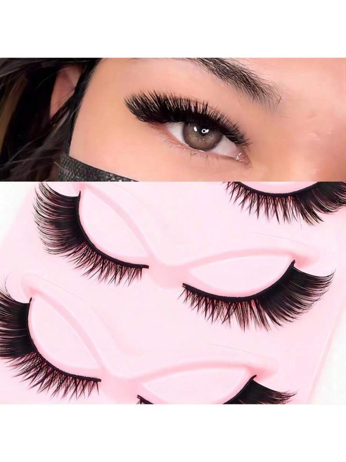 5 pairs, grafting false eyelashes, thick cat eye oblique flying eyelashes, makeup necessary portable grafting false eyelashes, natural ultra-fine dry section grafting eyelashes beginners - Image 2