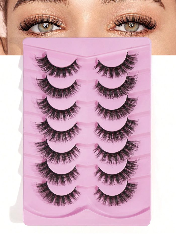 7 Pairs/set Criss-cross Faux Eyelashes, Thick, Curly And Dramatic