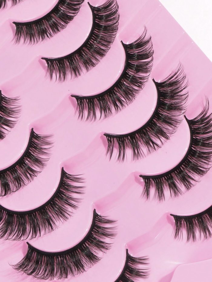 7 Pairs/set Criss-cross Faux Eyelashes, Thick, Curly And Dramatic - Image 2