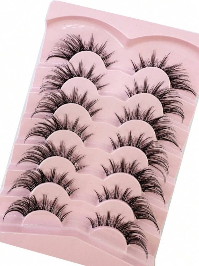 7pairs Pink Fluffy Cat Eye Style Natural Long Full Stripe False Eyelash Wing Tip Soft Lashes - Image 4