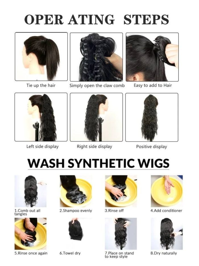 Claw Ponytail Extension Brown and gold color Long Straight Hair 26inch Heat Resistant Fiber Synthetic Hairpiece - Image 5