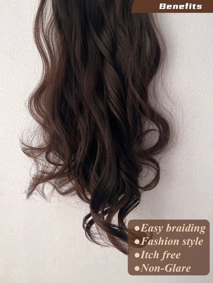 Clip in Synthetic Hair Extensions Long Wavy Brown, Hair Extensions Clip in Hair Extensions 20- 22 Inch - Image 3