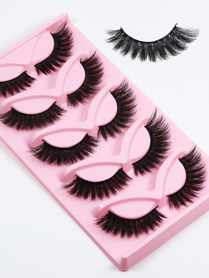 False Eyelashes, 5Pairs 12Mm-17Mm Volumized Thick Slender Stereoscopic Fake Eyelashes Natural Makeup False Eyelashes For Party Club - Image 2