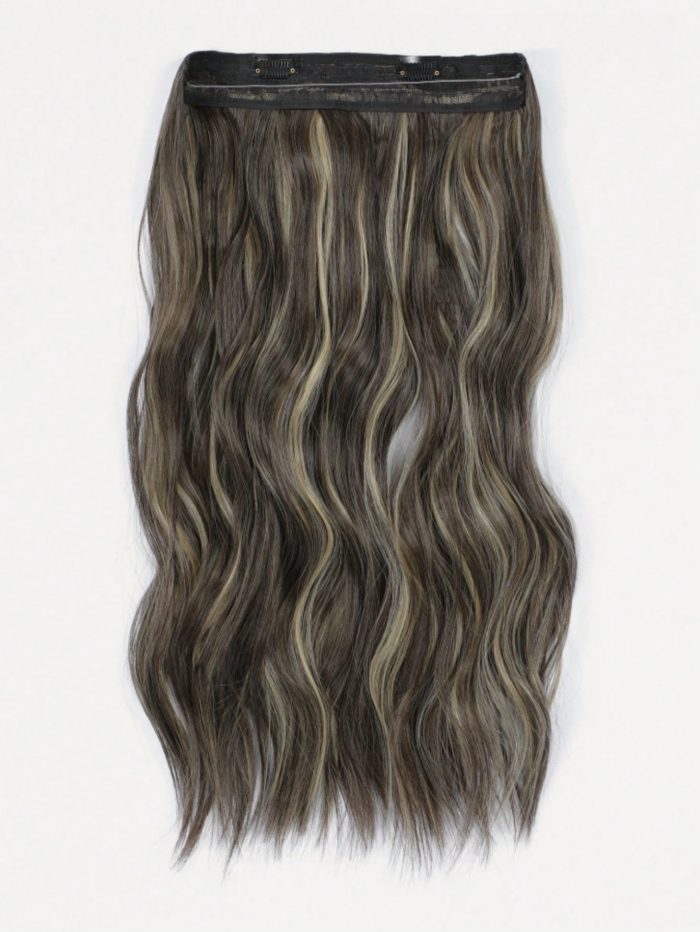 Mushroom Brown Balayage Synthetic Wavy Halo Hair Extension with Clips for Daily Use Mocha Brown - Image 5