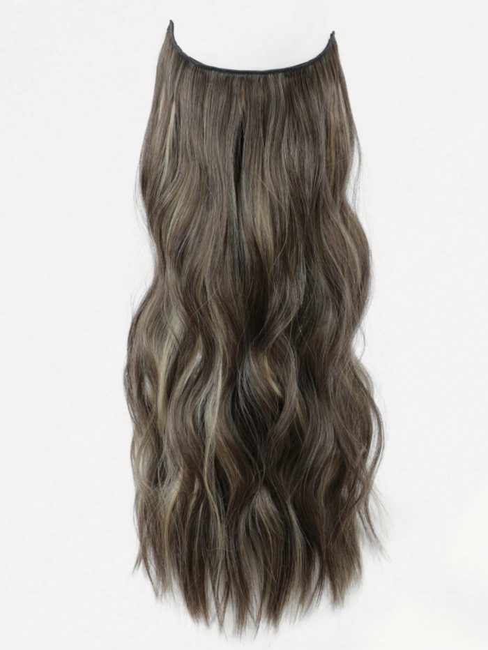 Mushroom Brown Balayage Synthetic Wavy Halo Hair Extension with Clips for Daily Use Mocha Brown - Image 7
