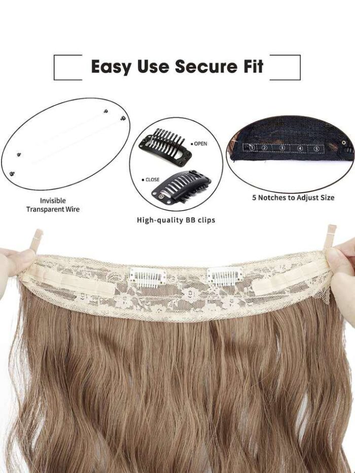 Natural Long Curly Synthetic Hair Extension Brown - Image 2