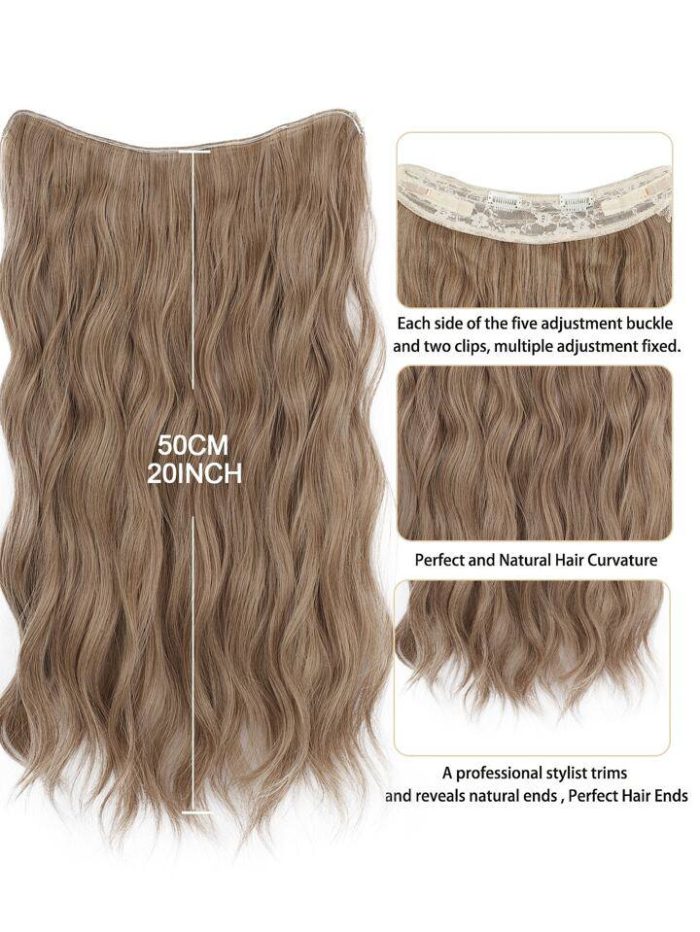 Natural Long Curly Synthetic Hair Extension Brown - Image 4