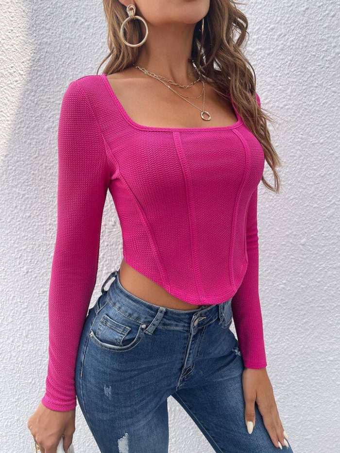 SHEIN BAE Square Neck Asymmetrical Hem Tee - Image 3