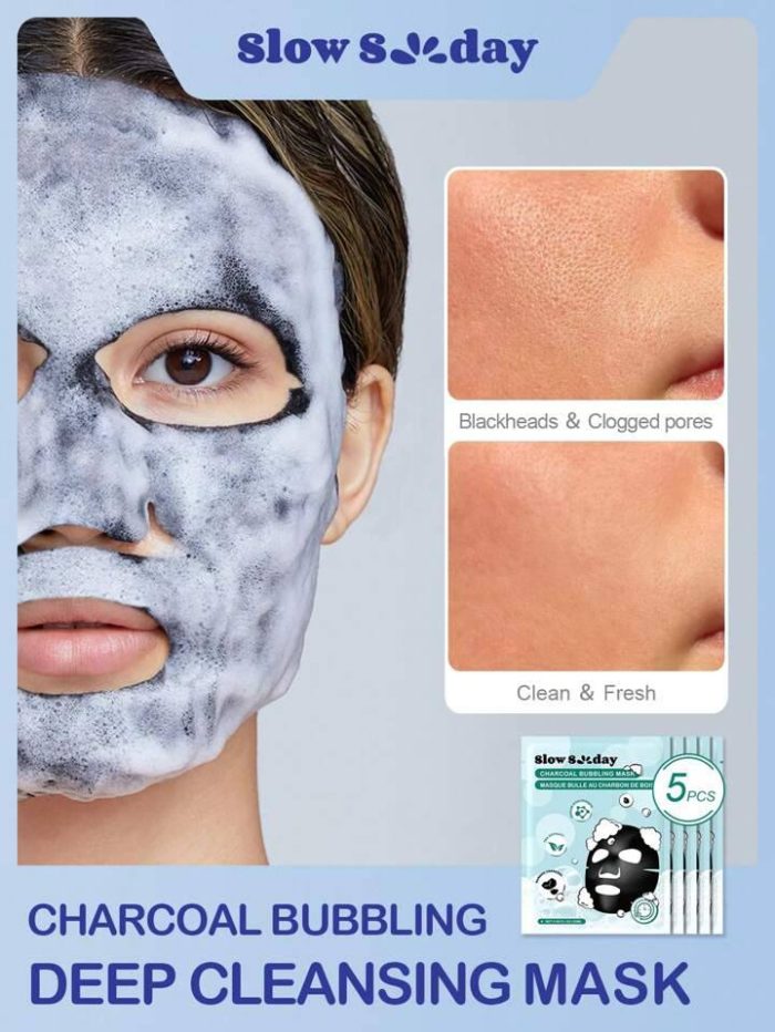 SlowSunday Deep cleansing  Moisturizing Charcoal Bubbling Mask 5pc bulk,korean mask
