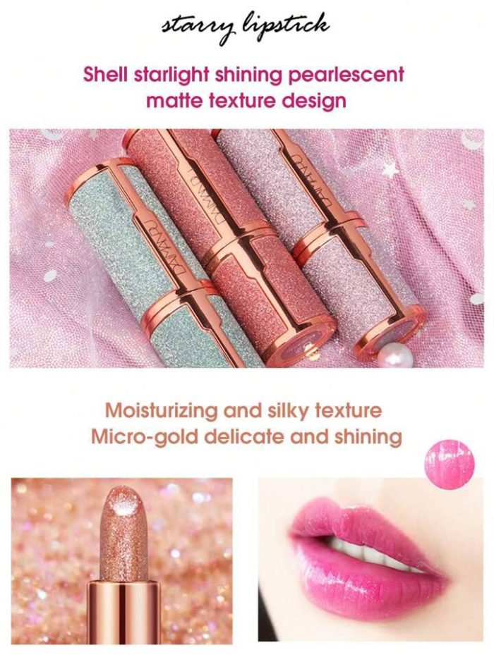 Starry Sky Jelly Lipstick, Long-Lasting Wear Temperature Change Lip Gloss Rusty Rose - Image 5