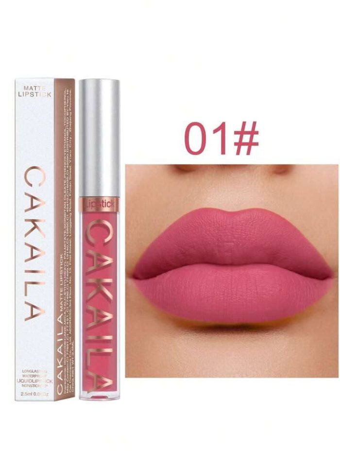 Waterproof Matte Lip Gloss,Non-Stick Cup Non Fading Liquid Lipstick For Beginner Pink