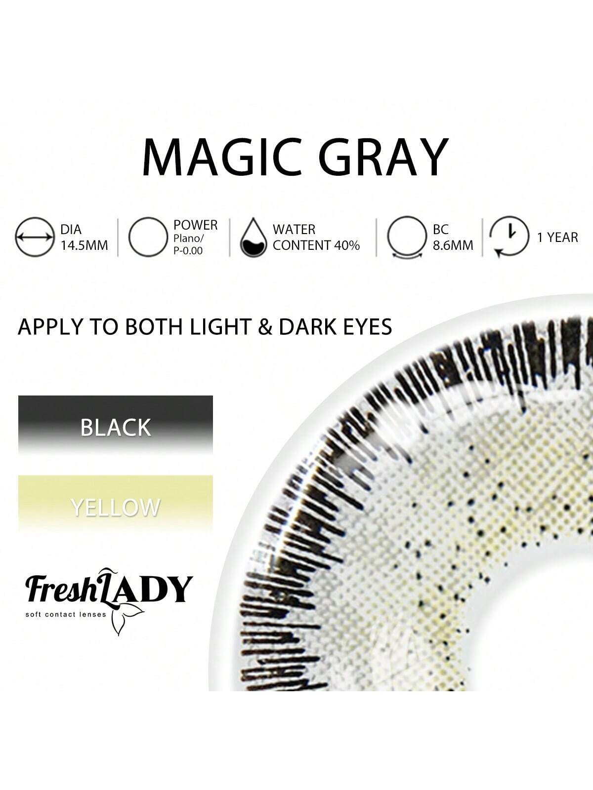 Chrismas Freshlady Magic Gray Colored Contact Lenses 1 Year Disposable Grey - Image 3