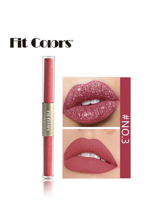 Creative Dual-ended Matte Shimmer Lip Gloss Lip Paint Non-stick Cup Long-lasting Liquid Lipstick 03 Festival Week
