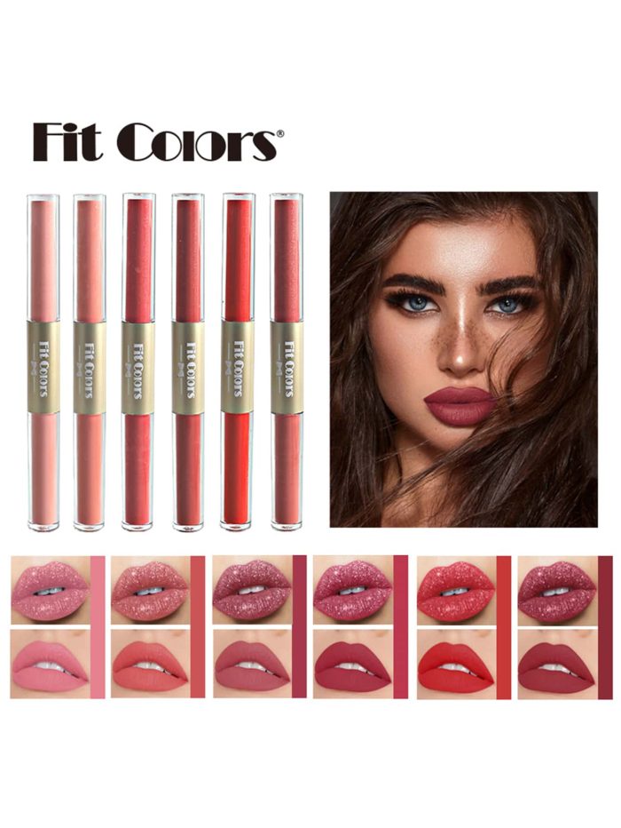 Creative Dual-ended Matte Shimmer Lip Gloss Lip Paint Non-stick Cup Long-lasting Liquid Lipstick 03 Festival Week - Image 3