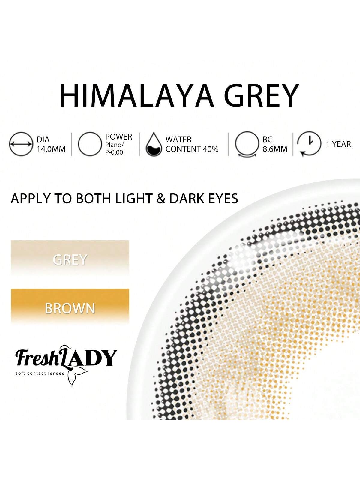 Freshlady Himalaya Grey14.0mm Contact Lenses 1 Year Disposable - Image 3