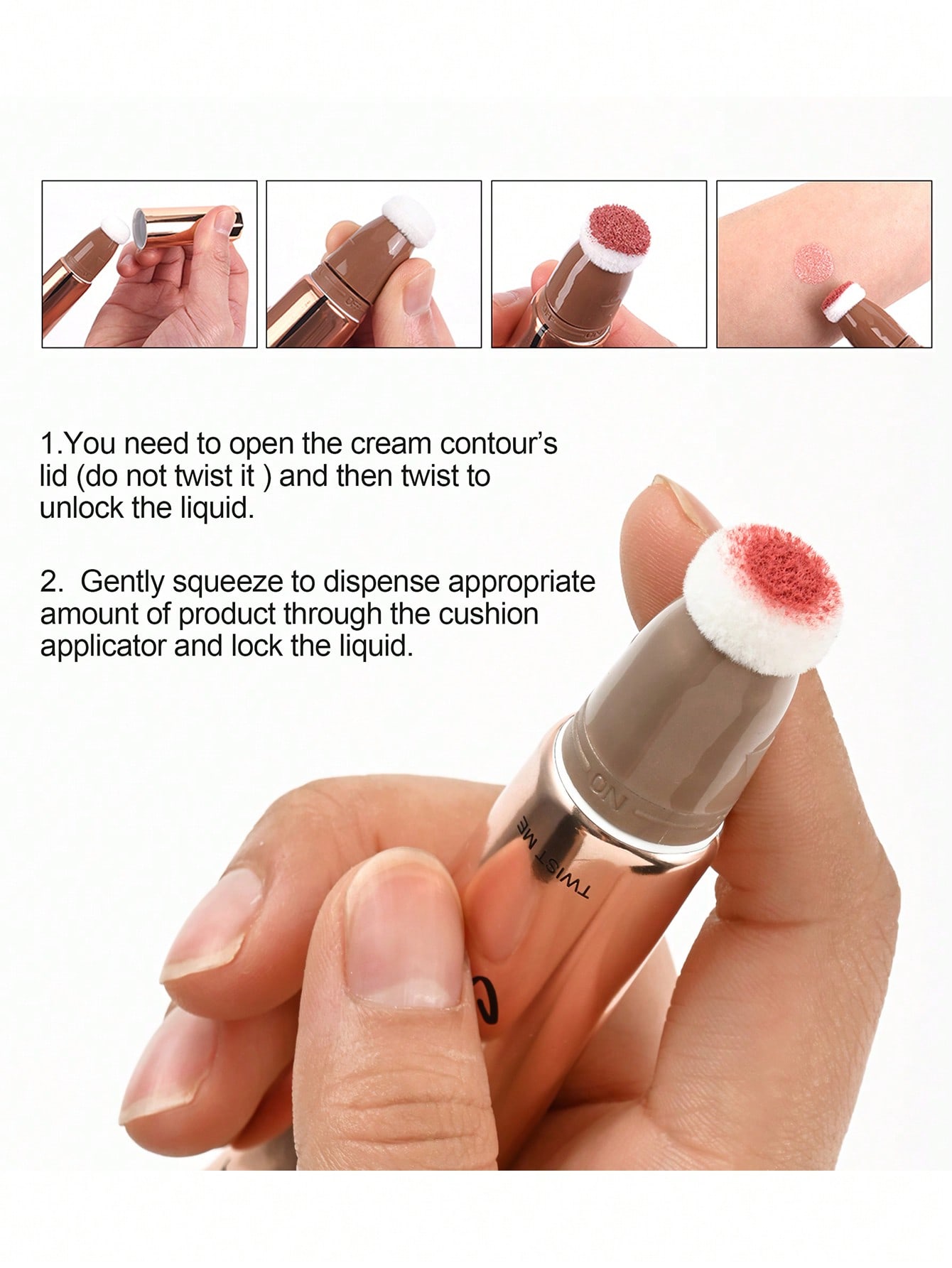 Liquid Blush,1Pc Smudge Proof Multi-Function Blush Stick Facial Cheek Blusher Contour Blush 02 Coral - Image 5