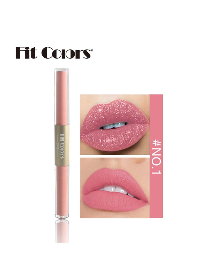 Double-headed Non-stick Cup Matte & Shimmer Lip Gloss Liquid Lipstick 01 Youth