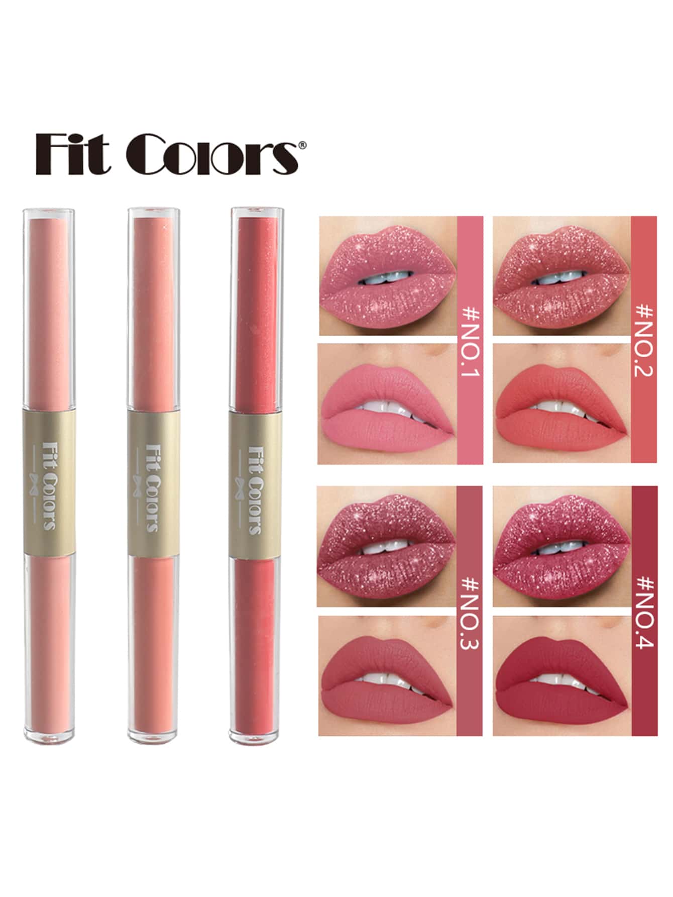 Double-headed Non-stick Cup Matte & Shimmer Lip Gloss Liquid Lipstick 01 Youth - Image 2