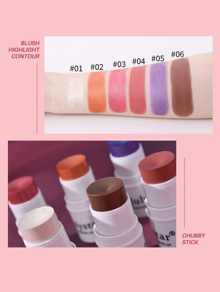 Professional Makeup Blush Stick, Long-wearing Highly Pigmented Cream Blush Coral Pink - Image 2