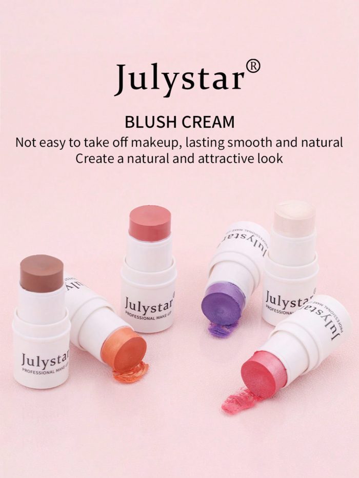 Professional Makeup Blush Stick, Long-wearing Highly Pigmented Cream Blush Coral Pink - Image 5